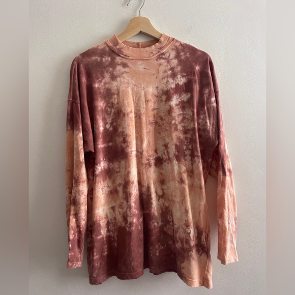We The Free Tie Dye Tee Cabernet Combo, Oversized Long Sleeve Design, XS - Picture 15 of 16